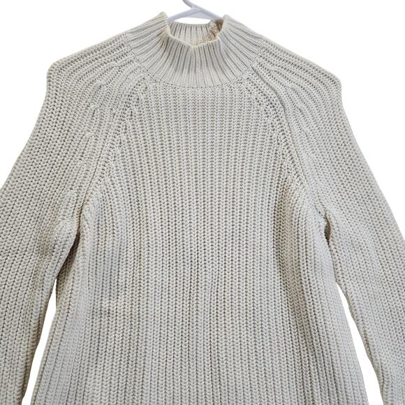 Kendall and Kylie Cream Chunky Cable Knit Mock Neck Sweater Cut Out Back Small - Picture 6 of 8